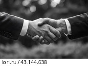 Рукопожатие. Черно-белое изображение. Стоковое AI-изображение, AI-художник Щеголева Ольга / Фотобанк Лори