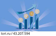 Money, bank, loans. A gold coin with a dollar symbol is tilted and rotated. Money, profit, investment, business growth, economy, finance and success concept. Coin for casino. Currency. Donations. Стоковая анимация, аниматор Alexander / Фотобанк Лори