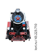 Train with steam locomotive series Ov isolated on white background. Стоковое фото, фотограф Фотограф / Фотобанк Лори