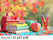 Праздничная открытка к 1 сентября. Стоковое AI-изображение, AI-художник Щеголева Ольга / Фотобанк Лори
