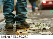 Доллары валяются под ногами. Стоковое AI-изображение, AI-художник Щеголева Ольга / Фотобанк Лори