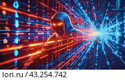 A hacker seated at a computer desk stares intensely at the screen, wearing a hooded sweatshirt. Стоковое AI-видео, аниматор Юрий Поздников / Фотобанк Лори