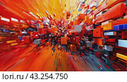 Abstract explosion of colored geometric shapes. Стоковое AI-видео, аниматор Юрий Поздников / Фотобанк Лори