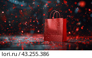 Red Shopping Bag on Table. Стоковое AI-изображение, AI-художник Юлия Гапеенко / Фотобанк Лори