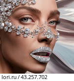 Gem-Encrusted Face Art. Стоковое AI-изображение, AI-художник Margarita Davchenko / Фотобанк Лори