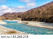 Early spring landscape of the Ardon River in Alania. Стоковое фото, фотограф Владимир Ушаров / Фотобанк Лори