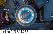 Zelenogradsk, Russia - October 9, 2022: water tower Cranz top ariel view. Редакционное фото, фотограф Наталья Симакова / Фотобанк Лори