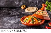 Vegetable tagine with almond and chickpea couscous. Стоковое фото, фотограф Татьяна  Бральнина / Фотобанк Лори