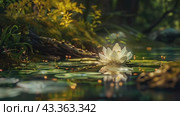 Водяная лилия освещенная солнечными лучами на рассвете. Стоковое AI-видео, аниматор Анна Добрыдень / Фотобанк Лори