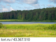 Озеро Маленец. Михайловское, Пушкинские Горы. Псковская область (2024 год). Редакционное фото, фотограф Анна Карасева / Фотобанк Лори