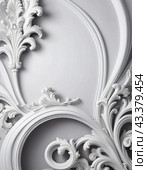 Frame in Roccoco Baroque style. Delicate gray grey white monochrome flowers, soft petals. Image captures the intricate details of blossoms, showcasing delicate beauty. Background with copy space. AI. Стоковое AI-изображение, AI-художник Юлия Петровская / Фотобанк Лори