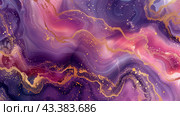 Purple and pink marble imitation with golden crackles and specks. Agate look alike. Rock background. Стоковое AI-изображение, AI-художник Катерина Ковалева / Фотобанк Лори