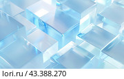 Abstract crystal background in blue colors with refracting of light and highlights on the facets. Стоковое AI-изображение, AI-художник Ирина Ручушкина / Фотобанк Лори