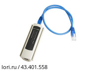 Тестер сетевых кабелей и кабель на белом фоне. Network tester on white background. Стоковое фото, фотограф Татьяна Д / Фотобанк Лори