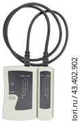 Тестер сетевых кабелей и кабель на белом фоне. Network tester on white background. Стоковое фото, фотограф Татьяна Д / Фотобанк Лори