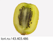 Разрезанный фрукт киви на белом фоне. Kiwi fruit sliced segments isolated on white background cutout. Стоковое фото, фотограф Татьяна Д / Фотобанк Лори