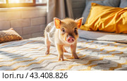Close-up portrait of a minipig. Стоковое AI-изображение, AI-художник Виктория Кольцова / Фотобанк Лори