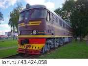 Тепловоз ТЭП60-0369, Музей истории и железнодорожной техники в Барановичах, Брестская область, Беларусь (2018 год). Редакционное фото, фотограф Алексей Иванов / Фотобанк Лори