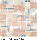 seamless abstract pattern in the form of stripes and cells, check in pink and bkue colors. Стоковое AI-изображение, AI-художник Ольга Ильина / Фотобанк Лори