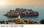 Sveti StefanSveti Stefan is a small islet and 5-star hotel resort on Adriatic coast of Montenegro near of Budva. Resort is known commercially as Aman Sveti Stefan. Sveti Stefan, Adriatic sea, Europe (2022 год). Стоковое фото, фотограф Павел Муравьев / Фотобанк Лори