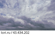 4K : Blue sky timelapse video reveals the ever-changing canvas of the sky. Wispy clouds. Summer sky background. Стоковое видео, видеограф Константин Мерцалов / Фотобанк Лори