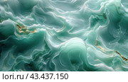 Abstract waves nacre green color background. Стоковое AI-изображение, AI-художник Елена Никишина / Фотобанк Лори