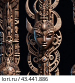 Иллюстрация. Изображение. Бесшовная текстура.Тотемные идолы. Illustration. Image. Seamless texture.Totem idols. Стоковое AI-изображение, AI-художник Гер Олег / Фотобанк Лори