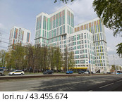 Высотный жилой комплекс «Богородский». Пятнадцати–тридцатиэтажный монолитный жилой дом, построен в 2012 году. Бульвар Маршала Рокоссовского, 6, корпус 1. Район Богородское. Город Москва (2024 год). Редакционное фото, фотограф lana1501 / Фотобанк Лори
