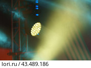 Futuristic bright lights on the stage. Lighting of stage spotlight. Natural high tech background. Photography is suitable for postcard design, greeting card. Стоковое фото, фотограф YuryKara / Фотобанк Лори