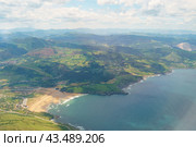 Beautiful landscape of Basque country. Bilbao uptown. Natural green summer background of trees, grass. (2019 год). Стоковое фото, фотограф YuryKara / Фотобанк Лори
