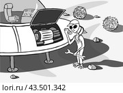 Инопланетянин ремонтник / alien repairman. Стоковая иллюстрация, иллюстратор Александр Паньков / Фотобанк Лори