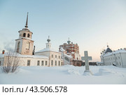 Зима в Веркольской обители. Артемиево-Веркольский мужской монастырь. Веркола, Пинежский район, Архангельская область. Стоковое фото, фотограф Николай Гернет / Фотобанк Лори