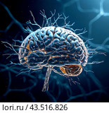 Мозг и искусственный интеллект. Brain and artificial intelligence. Стоковое AI-изображение, AI-художник Irina Khaliavina / Фотобанк Лори