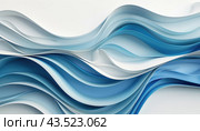 A vibrant blue and white wave design is showcased on a pristine white background. Стоковое AI-изображение, AI-художник Юрий Поздников / Фотобанк Лори