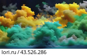 Green-yellow smoke spreads across the stage. Стоковое AI-видео, аниматор Юрий Поздников / Фотобанк Лори