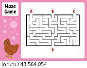 Rectangle maze. Game for kids. Three entrances, one exit. Education worksheet. Puzzle for children. Labyrinth conundrum. Color vector illustration. Find the right path. Easter theme. Стоковое фото, фотограф PlatypusMi86 / Фотобанк Лори