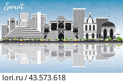Surat Skyline with Gray Buildings, Blue Sky and Reflections. Стоковая иллюстрация, иллюстратор Игорь Сорокин / Фотобанк Лори