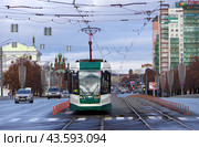 Трамвай УКВЗ 71-623-04.01 №0027, Троицкий мост (улица Кирова), город Челябинск (2022 год). Редакционное фото, фотограф Алексей Иванов / Фотобанк Лори