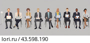 Vector collection of business people sitting on a chair. A resource for design. Стоковое AI-изображение, AI-художник Ярославский Максим / Фотобанк Лори