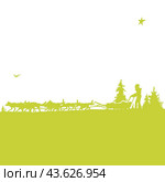 Sledges and sled dogs in snow and winter landscape. Стоковая иллюстрация, иллюстратор U Pixel / PantherMedia / Фотобанк Лори
