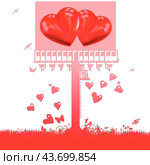Large billboard with two hearts and love. Стоковая иллюстрация, иллюстратор U Pixel / PantherMedia / Фотобанк Лори