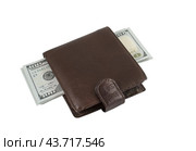 Раскрытый кошелек с американскими долларами на белом фоне. Wallet with dollars isolated on white background. Стоковое фото, фотограф Татьяна Д / Фотобанк Лори