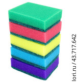 Разноцветные кухонные губки для очистки на белом фоне. Kitchen sponges. Стоковое фото, фотограф Татьяна Д / Фотобанк Лори