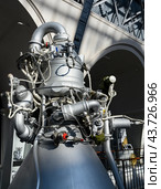 Fragment of the most powerful liquid-propellant rocket first-stage engine made in Russia, burns 2393 kg of fuel in 1 second. Стоковое фото, фотограф Сергей Фролов / Фотобанк Лори