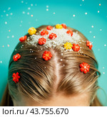 Dandruff problem. A head with itchy head. Стоковое AI-изображение, AI-художник Виктор Застольский / Фотобанк Лори