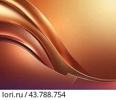 A close-up of bronze surface with a gradient, featuring curved lines and subtle light reflections. The texture of the bronze is smooth and metallic, creating a visually captivating abstract image. AI. Стоковое AI-изображение, AI-художник Юлия Петровская / Фотобанк Лори