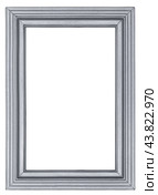 Silvered wooden picture frame with carved linear pattern in retro style isolated on white background. Стоковое фото, фотограф Михаил Строгалев / Фотобанк Лори