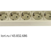 Удлинитель с электрическими розетками на белом фоне. Electrical socket on an isolated white background. Стоковое фото, фотограф Татьяна Д / Фотобанк Лори