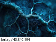 Closeup image depicting the detailed complexity of a neural network. Стоковое AI-изображение, AI-художник Иван Рябоконь / Фотобанк Лори