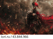 Warrior in battle, grit and valor. Стоковое AI-изображение, AI-художник Иван Рябоконь / Фотобанк Лори